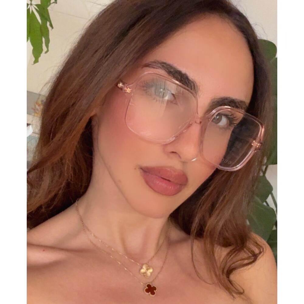 NEW Gucci GG1994O Transparent Pink Square Eyeglasses Frames